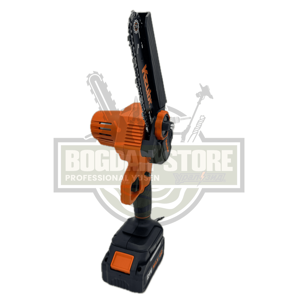 Mini fierastrau (mini drujba) cu 2 acumulatori Kzubr KLECS-21V-6” K10027, 21V, Rezervor ulei - sistem de ungere, Lama 20cm