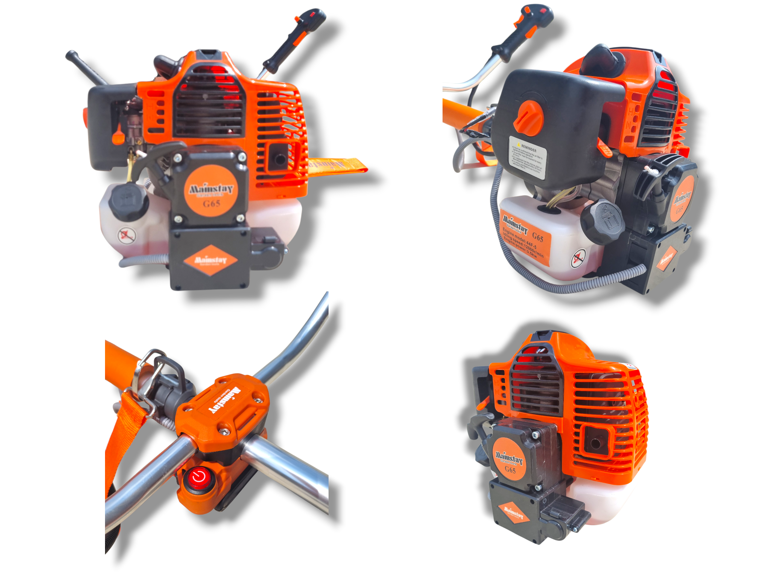Motocositoare (motocoasa) pe Benzină Mainstay G65, 3.5 kW, 52 CC, Pornire Automată la Buton, Portocaliu