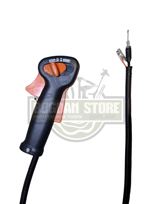 Acceleratie ergonomica motocoasa cu functie start/stop integrata