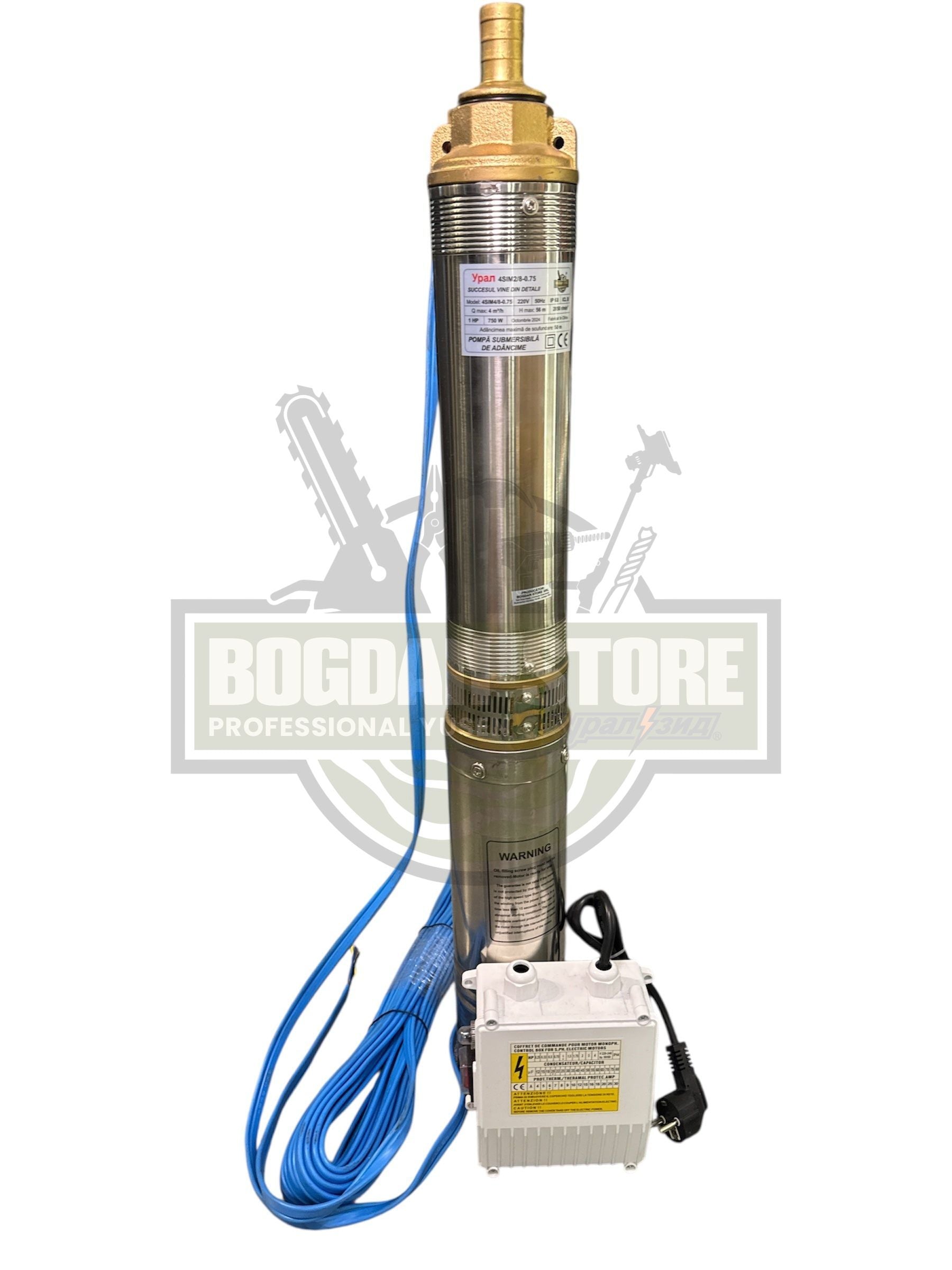 Pompă Submersibilă de Adâncime - Bogdan Store, 4 m³/h, 2850 r/min - Model SIM Cu Panou de Control