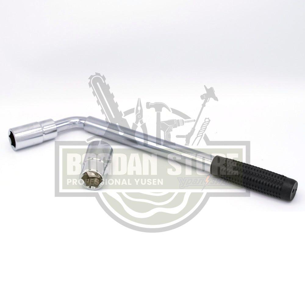 Cheie roți auto telescopică, tip L, capăt reversibil 17/19 și 21/23 mm, lungime max. 50 cm