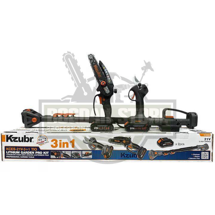 KIT foarfeca gradina si mini drujba cu acumulator, cu brat 2m telescopic, Kzubr K10034