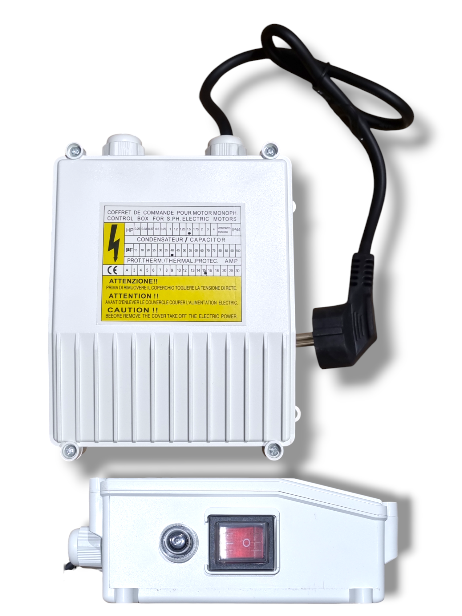 Panou Control Pompă Submersibilă 220V, Condensator 40uF, Protecție Termică Resetabilă